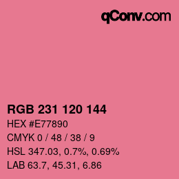 カラーコード: RGB 231 120 144 | qconv.com