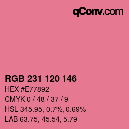 Color code: RGB 231 120 146 | qconv.com