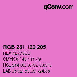 カラーコード: RGB 231 120 205 | qconv.com