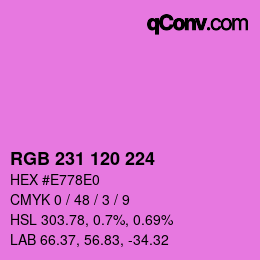 カラーコード: RGB 231 120 224 | qconv.com