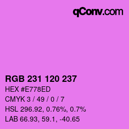 Color code: RGB 231 120 237 | qconv.com