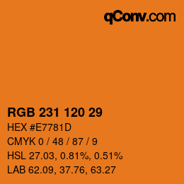 Color code: RGB 231 120 29 | qconv.com