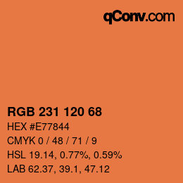 カラーコード: RGB 231 120 68 | qconv.com