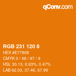 Color code: RGB 231 120 8 | qconv.com