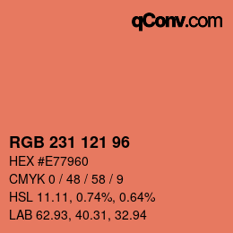 Color code: RGB 231 121 96 | qconv.com
