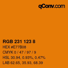 颜色代码: RGB 231 123 8 | qconv.com