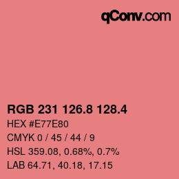 カラーコード: RGB 231 126.8 128.4 | qconv.com