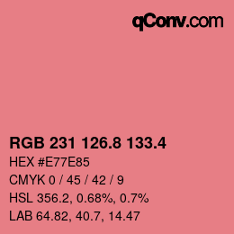 カラーコード: RGB 231 126.8 133.4 | qconv.com