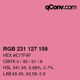 カラーコード: RGB 231 127 159 | qconv.com