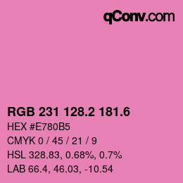 カラーコード: RGB 231 128.2 181.6 | qconv.com