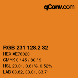 カラーコード: RGB 231 128.2 32 | qconv.com