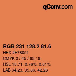 カラーコード: RGB 231 128.2 81.6 | qconv.com