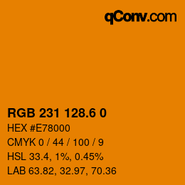 カラーコード: RGB 231 128.6 0 | qconv.com