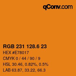 カラーコード: RGB 231 128.6 23 | qconv.com