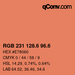 カラーコード: RGB 231 128.6 96.6 | qconv.com