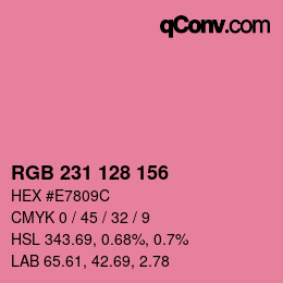 カラーコード: RGB 231 128 156 | qconv.com