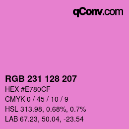 カラーコード: RGB 231 128 207 | qconv.com