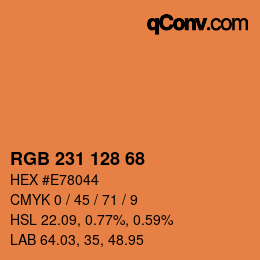 カラーコード: RGB 231 128 68 | qconv.com