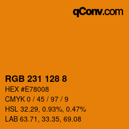 カラーコード: RGB 231 128 8 | qconv.com