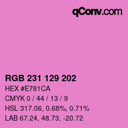 カラーコード: RGB 231 129 202 | qconv.com