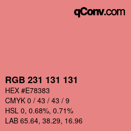 Code couleur: RGB 231 131 131 | qconv.com