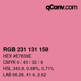 Color code: RGB 231 131 158 | qconv.com