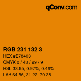 カラーコード: RGB 231 132 3 | qconv.com