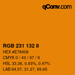 カラーコード: RGB 231 132 8 | qconv.com