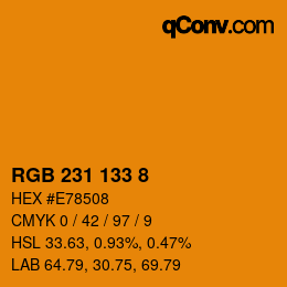 Color code: RGB 231 133 8 | qconv.com
