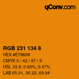 Color code: RGB 231 134 8 | qconv.com