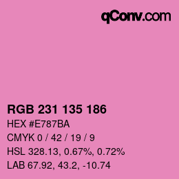 Color code: RGB 231 135 186 | qconv.com