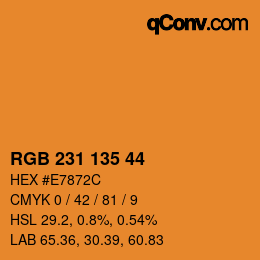 Color code: RGB 231 135 44 | qconv.com