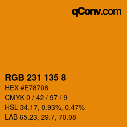 Color code: RGB 231 135 8 | qconv.com
