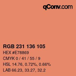 Color code: RGB 231 136 105 | qconv.com