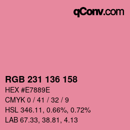 Color code: RGB 231 136 158 | qconv.com
