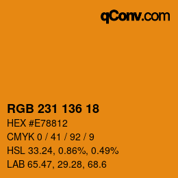 カラーコード: RGB 231 136 18 | qconv.com