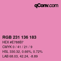 Color code: RGB 231 136 183 | qconv.com