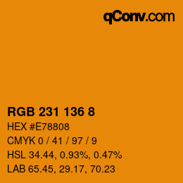 Color code: RGB 231 136 8 | qconv.com