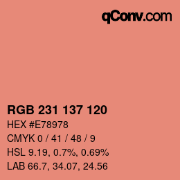 カラーコード: RGB 231 137 120 | qconv.com