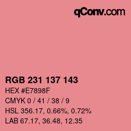 Color code: RGB 231 137 143 | qconv.com