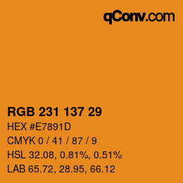 颜色代码: RGB 231 137 29 | qconv.com