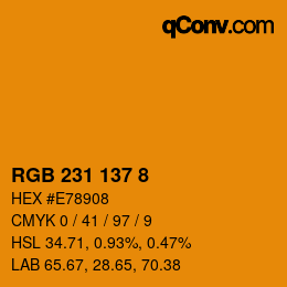 颜色代码: RGB 231 137 8 | qconv.com