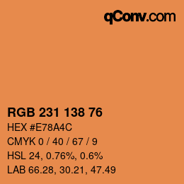 Código de color: RGB 231 138 76 | qconv.com