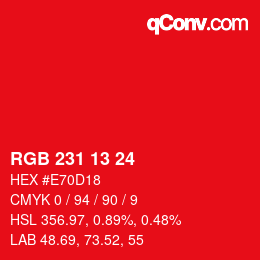 颜色代码: RGB 231 13 24 | qconv.com