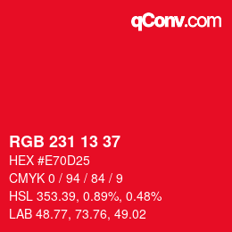 Color code: RGB 231 13 37 | qconv.com