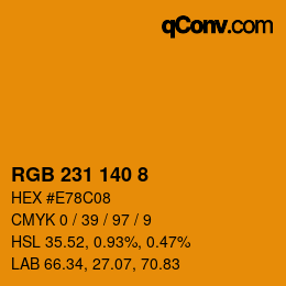 カラーコード: RGB 231 140 8 | qconv.com