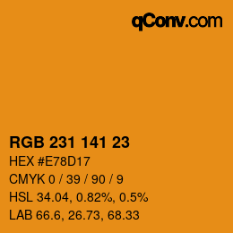 カラーコード: RGB 231 141 23 | qconv.com