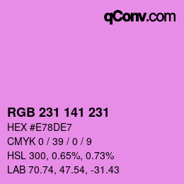 Farbcode: RGB 231 141 231 | qconv.com
