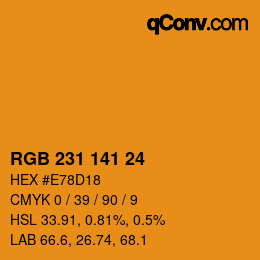 颜色代码: RGB 231 141 24 | qconv.com
