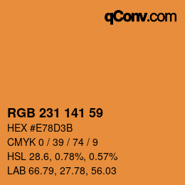カラーコード: RGB 231 141 59 | qconv.com